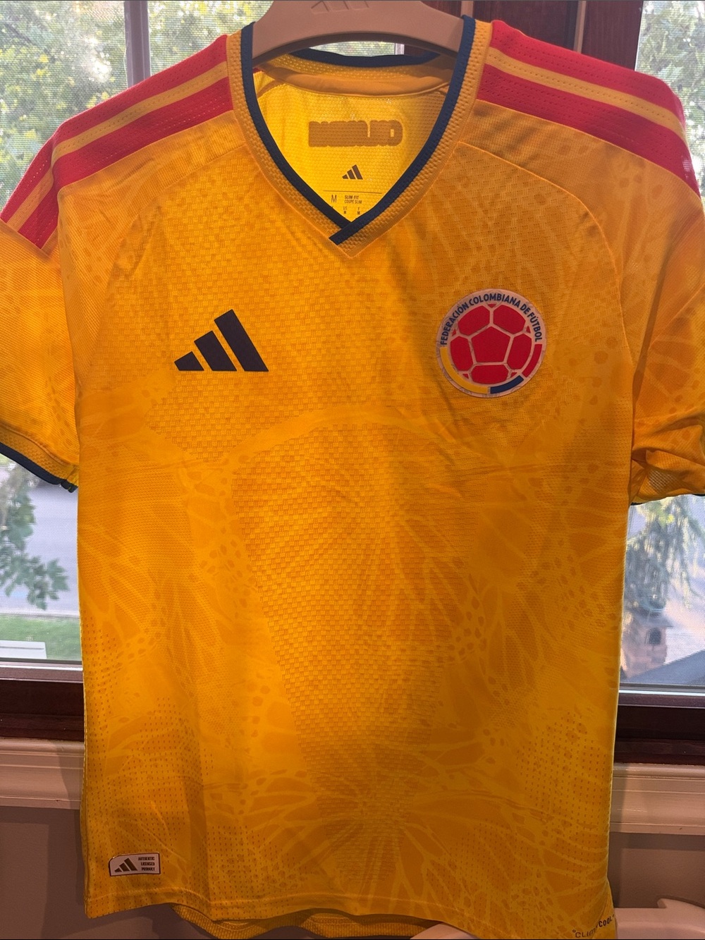 Authentic adidas Yellow Colombia National Team Soccer Jersey with Red Details